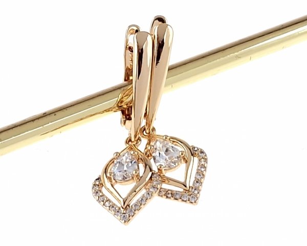 1305 Złote kolczyki cyrkonie pozłacane 18k Xuping wiszące 