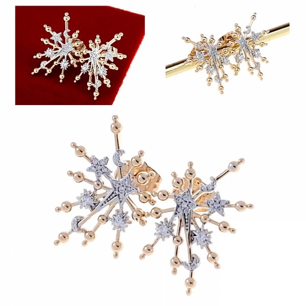 0333 Złote kolczyki pozłacane cyrkonie 18k Xuping wtykane w ucho-sztyft 