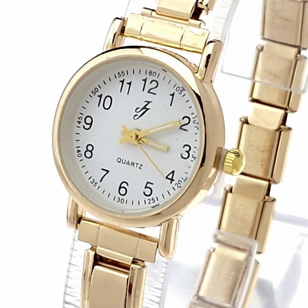 3016 Zegarek złoty na gumce modułowy stal nierdzewna rozciągliwy