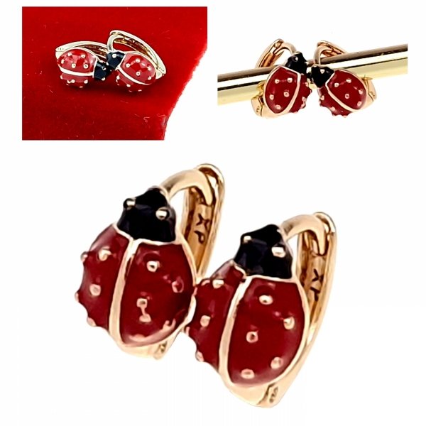 2456 Złote kolczyki pozłacane 18k Xuping wiszące biedronki