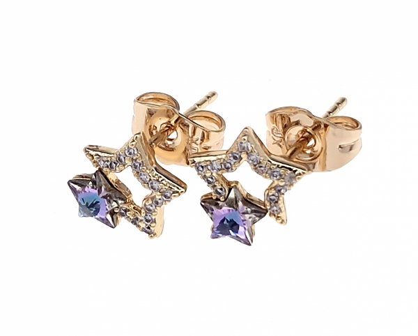 4237 Kolczyki złote Austrian Crystal cyrkonia pozłacane 18k Xuping wiśnie wtyczki 