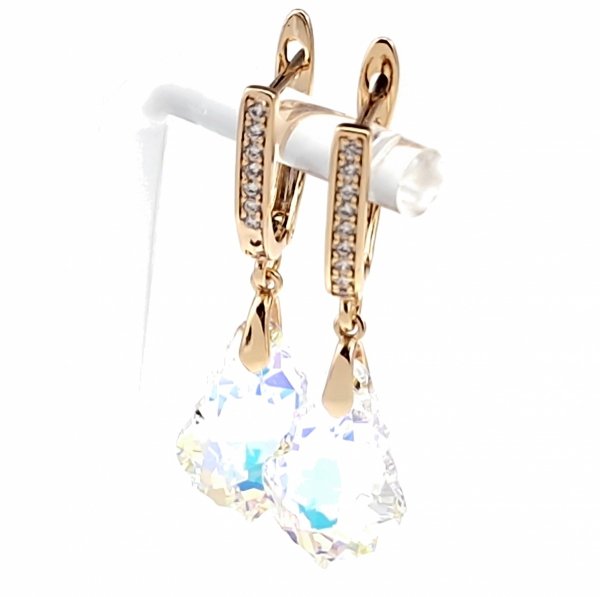 4366 Kolczyki złote Austrian Crystal cyrkonia pozłacane 18k Xuping wiszące