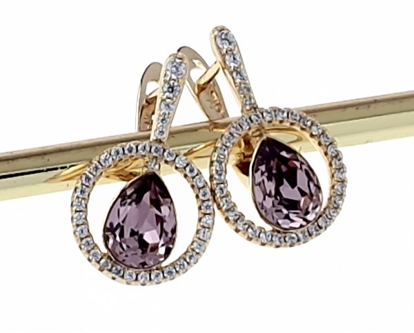 4475 Kolczyki złote Austrian Crystal cyrkonia pozłacane 18k Xuping wiszące 