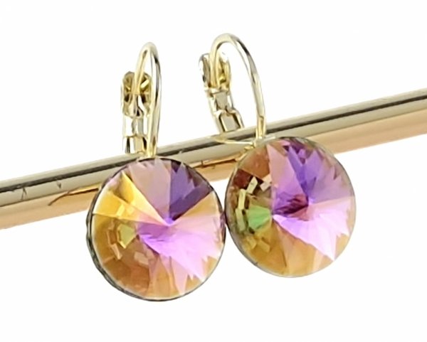 3690 Kolczyki złote Austrian Crystal cyrkonia pozłacane 14k Xuping wiszące