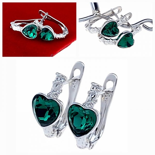 3008a Srebrne kolczyki Austrian Crystal pozłacane białym złotem wiszące