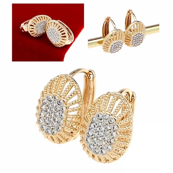 4588 Złote kolczyki cyrkonie pozłacane 18k Xuping wiszące 