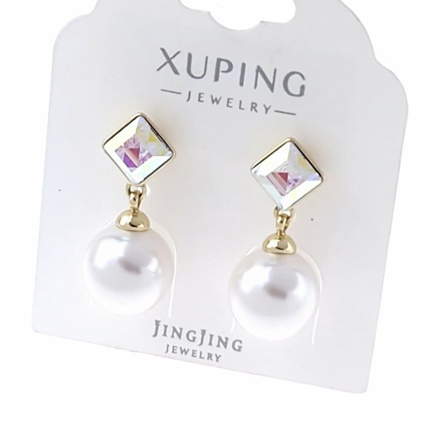 4663 Kolczyki złote pozłacane wiszące 14K cyrkonie Austrian Crystal