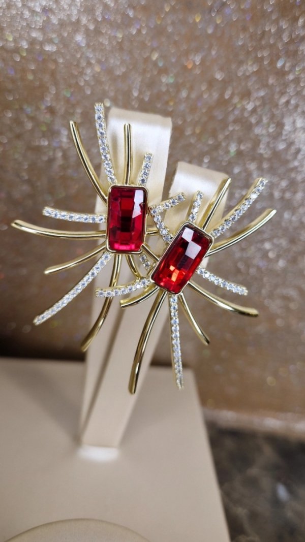 0029 Kolczyki złote pozłacane Austrian Crystal wiszące 14K cyrkonie Xuping 