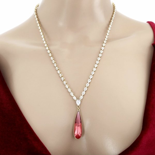 4618 Złoty łańcuszek 50+5cm naszyjnik pozłacany 14k łezka