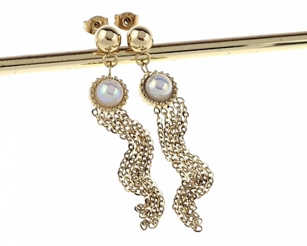 2944 Kolczyki  złote stal chirurgiczna 316L nierdzewna wiszące celebrytki 