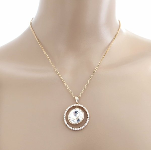 752 Złoty naszyjnik 42+5cm pozłacany 18k Swaro Austrian Crystal