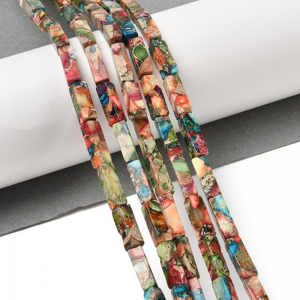 1447 Jaspis cesarski kamień naturalny, kształt sześcianu 13~13,5x4~4,5x4~4,5 mm