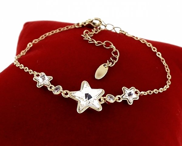 2314 Bransoletka elegancka Austrian Crystal złota cyrkonie 16,5+5 pozłacana 14k Xuping gwiazdki