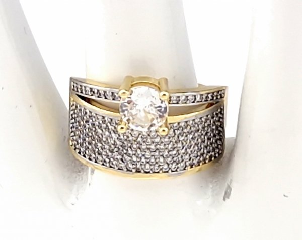 879c Pierścionek złoty zaręczynowy pozłacany 14k Viki Lady 
