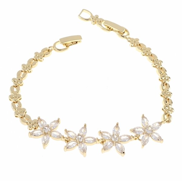 533 Bransoletka złota elegancka cyrkonie 19cm pozłacana 14k Milan