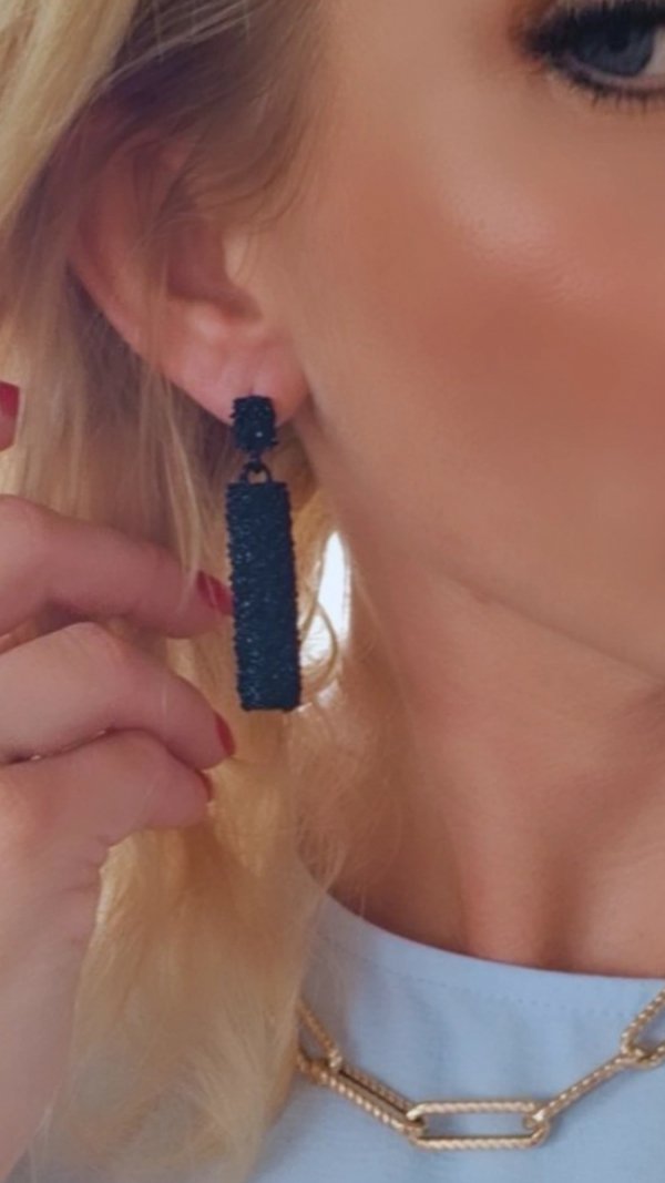 4561 Czarne kolczyki duże wiszące boho