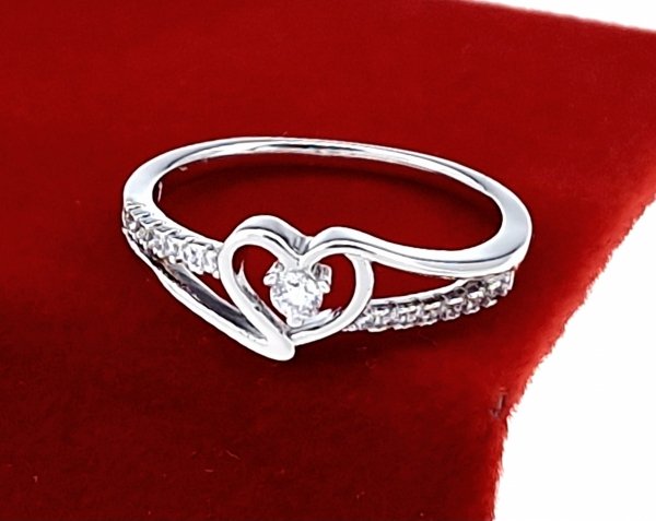 3242 Pierścionek srebrny zaręczynowy pozłacany 18k Xuping