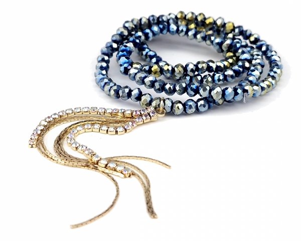 335f Naszyjnik błyszczący szklane kryształki na gumce jubilerskiej łańcuszek