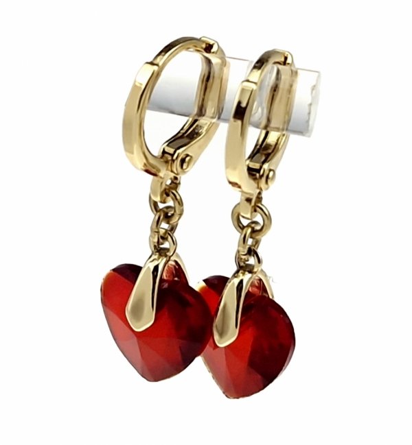 4129 Kolczyki złote pozłacane 14k wiszące Austrian Crystal