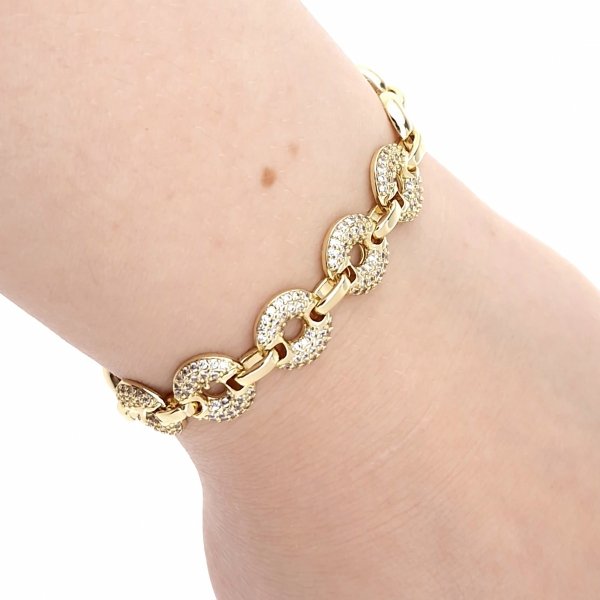 1076 Bransoletka złota elegancka 19cm cyrkonie pozłacana 14k Viki Lady 
