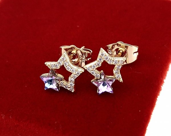4237 Kolczyki złote Austrian Crystal cyrkonia pozłacane 18k Xuping wiśnie wtyczki 