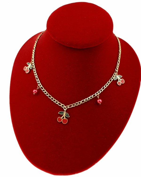 4522 Złoty łańcuszek 40+5cm naszyjnik stal chirurgiczna nierdzewna 316L wiśnie 