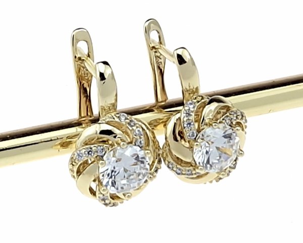 4494 Kolczyki złote pozłacane wiszące 14K Xuping cyrkonie