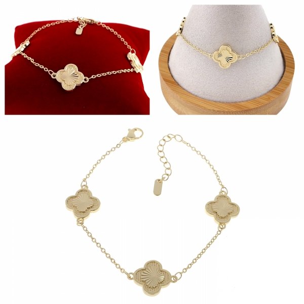 736 Bransoletka elegancka złota 18+3cm pozłacana 14k koniczyna marokańska