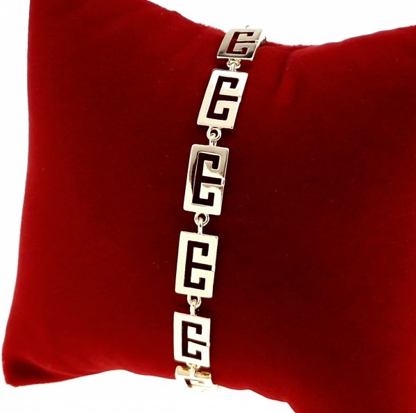 2340 Bransoletka elegancka złota 17+2cm pozłacana 14k wzór grecki