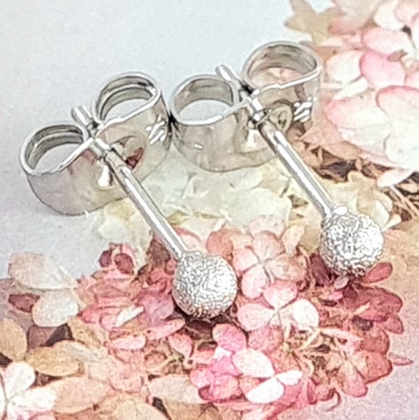 4363 Srebrne kolczyki kulki pozłacane białym złotem Xuping wtyczki 3mm