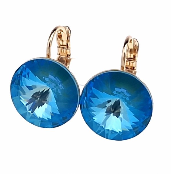 2392 Kolczyki złote pozłacane 18k wiszące Austrian Crystal