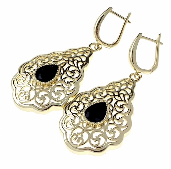 sz44 Kolczyki złote pozłacane 14k wiszące 