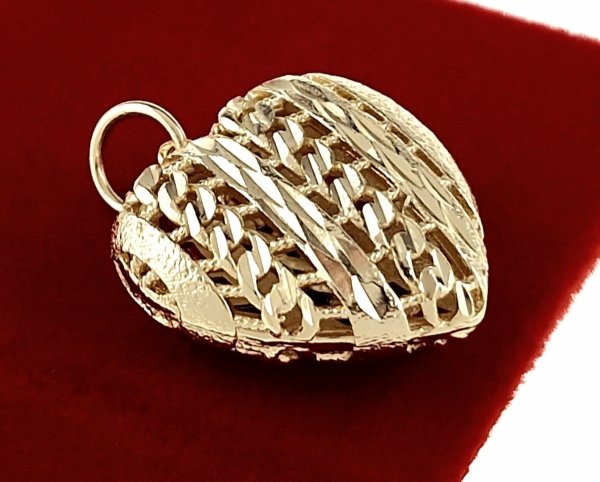 1690 Złota zawieszka błyszcząca pozłacana 14k serce