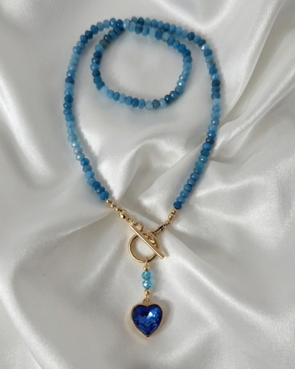 2328j Naszyjnik jadeit kamień naturalny 40cm stal chirurgiczna nierdzewna 