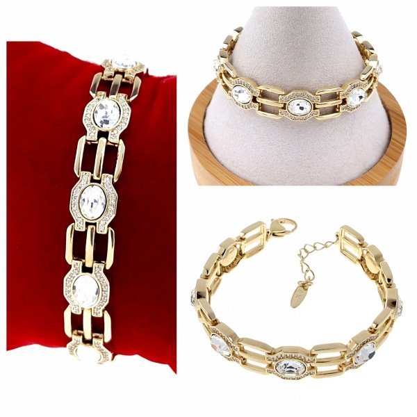 1481 Bransoletka elegancka złota 17+3cm pozłacana 14k Xuping Austrian Crystal