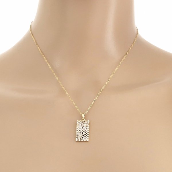 2097 Złoty łańcuszek naszyjnik 39+5 stal chirurgiczna 316L Viki lady kwiatki