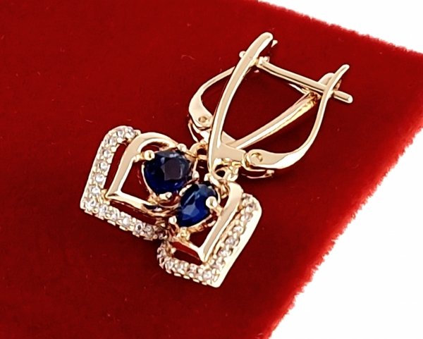 4181 Złote kolczyki cyrkonie pozłacane 18k Xuping wiszące 