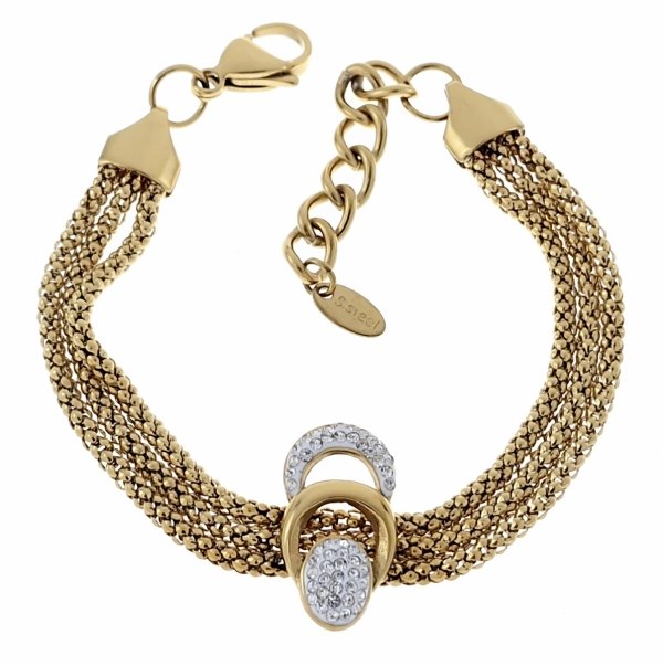 3253 Bransoletka złota 17+3 stal chirurgiczna 316L nierdzewna cyrkonie