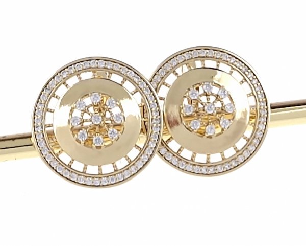 3727j Kolczyki złote pozłacane cyrkonie wiszące 14K Xuping 