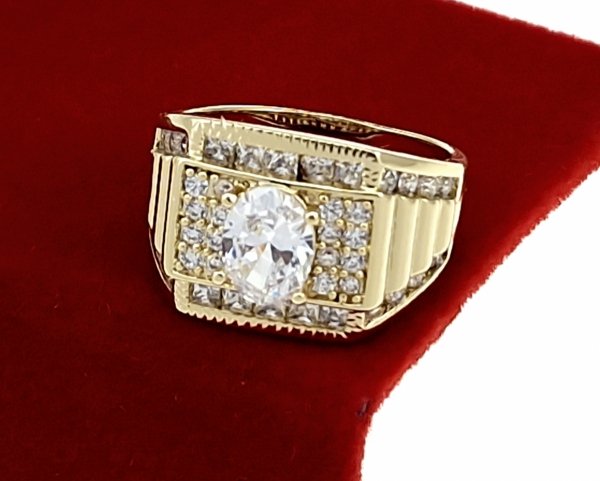 3720j Pierścionek złoty zaręczynowy błyszczący cyrkonie pozłacany 14k