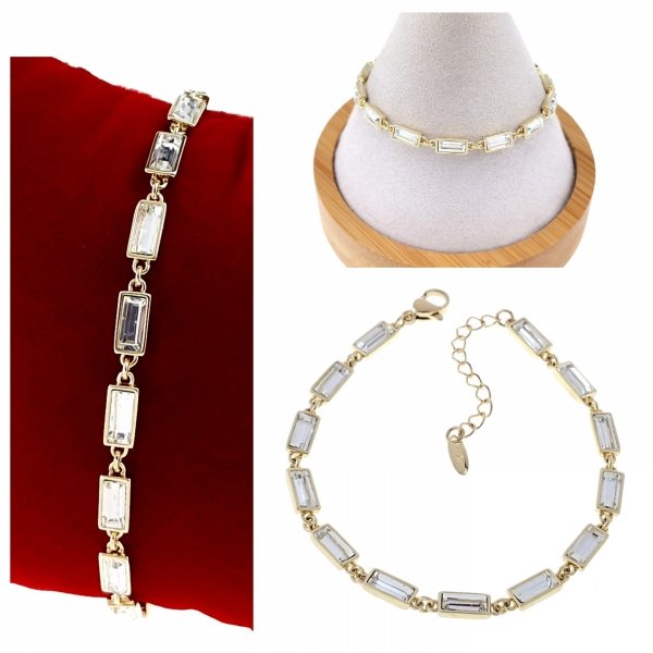 1298 Bransoletka elegancka złota 17+3cm pozłacana 14k Xuping Austrian Crystal