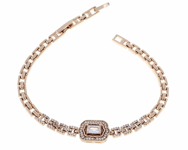 2789 Bransoletka cyrkonie złota 19,5cm pozłacana 18k Xuping