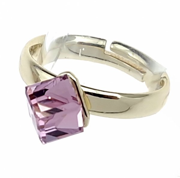 1358a Pierścionek złoty pozłacany 14k cyrkonie Austrian Crystal regulowany