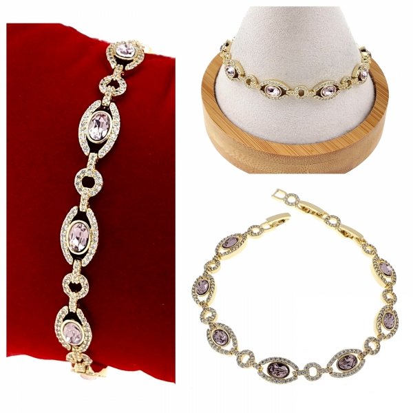 4253 Bransoletka elegancka złota 16+2+2cm pozłacana 14k Xuping cyrkonie