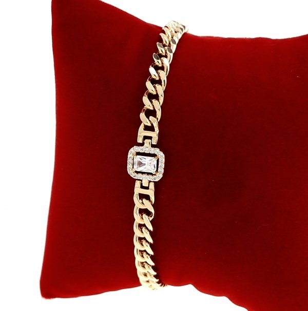 2450 Bransoletka cyrkonie złota 19cm pozłacana 18k Xuping