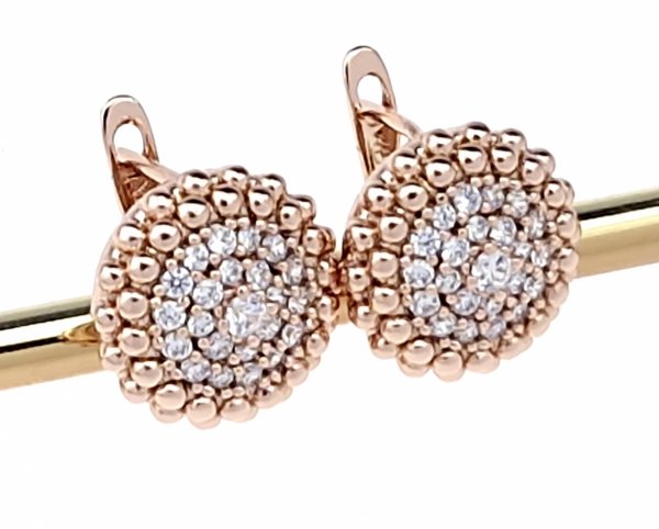 646 Złote kolczyki cyrkonie pozłacane rose gold Xuping wiszące 