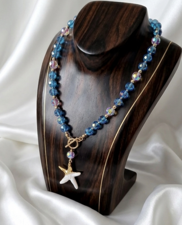 486L Naszyjnik kryształki 50cm stal chirurgiczna nierdzewna 