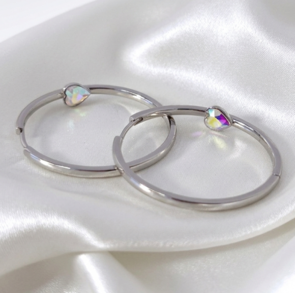 3051 Kolczyki srebrne pozłacane białym złotem wiszące koła 3,5cm Austrian Crystal