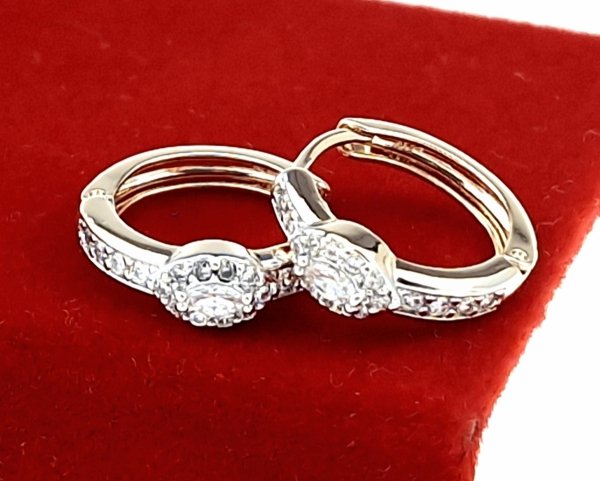 063 Kolczyki złote cyrkonia pozłacane 18k Xuping wiszące