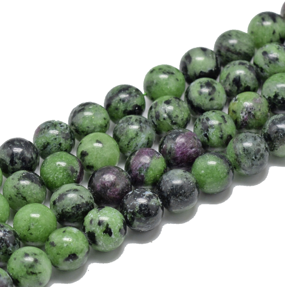 800a Zoisyt z rubinem kamień naturalny kula 8mm pasmo 40cm